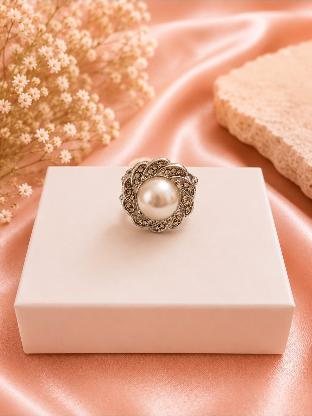 Anillo Perla Elegante Ajustable ✨🤍